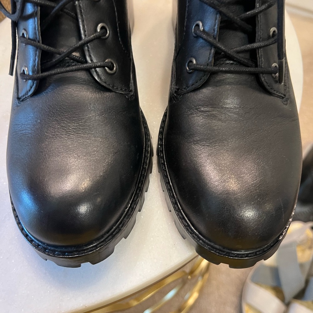 Madewell Black Leather Combat Boots - Picture 2 of 9